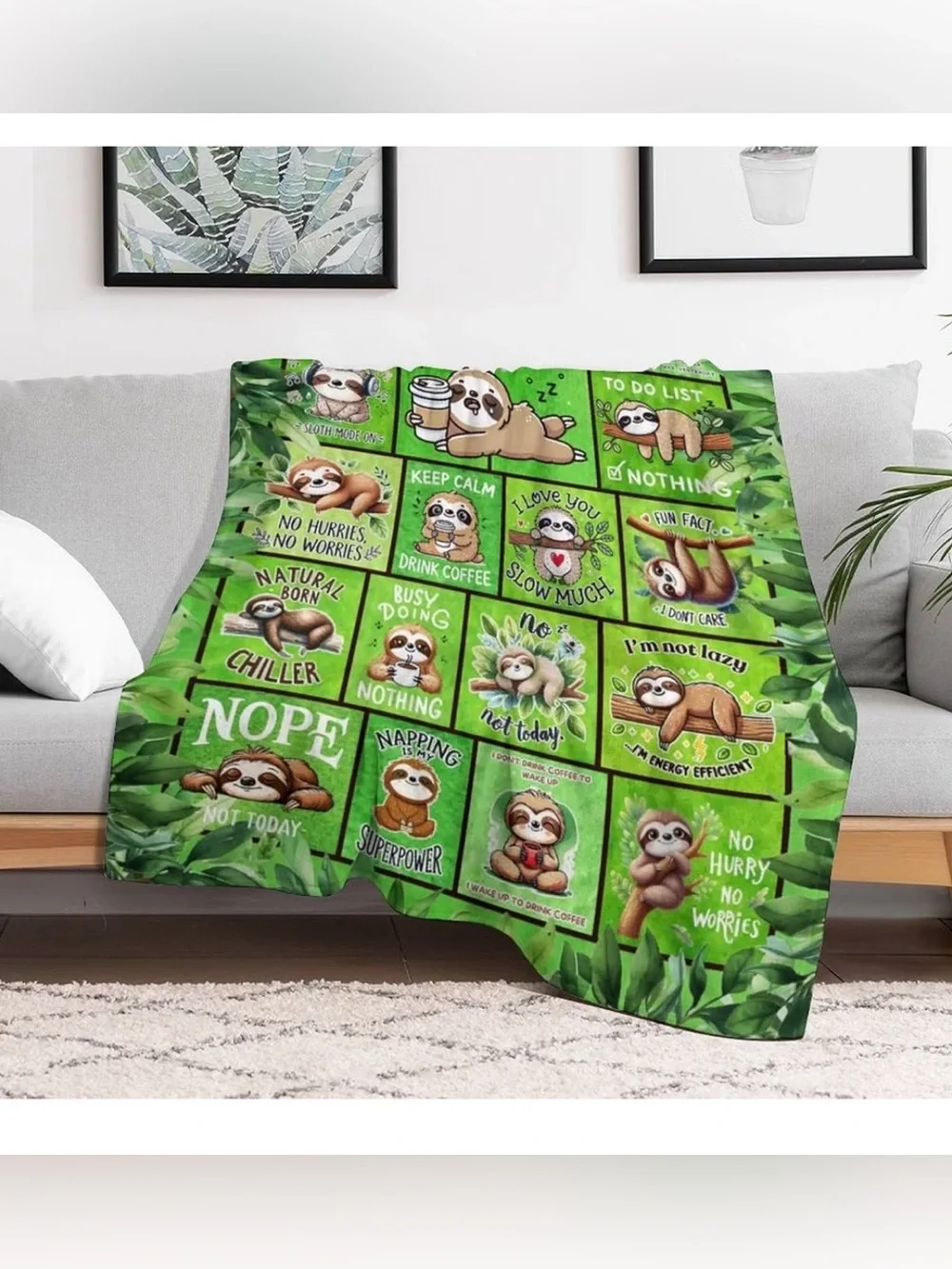 Cute Sloth Throw Blanket 50